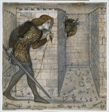 Tile Design - Theseus and the Minotaur in the Labyrinth, 1861. Creator: Sir Edward Coley Burne-Jones.