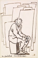 Caricature - Unpainted Masterpieces, Self-Portrait, 1891-95. Creator: Sir Edward Coley Burne-Jones.