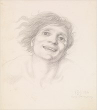 The Car of Love or Love's Wayfaring - Study of a Man's Head, 1876. Creator: Sir Edward Coley Burne-Jones.