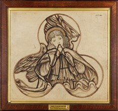 Angel playing on pipes, 1862-3. Creator: Sir Edward Coley Burne-Jones.