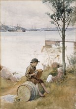 Serenade on the embankment, 1887. Creator: Albert Edelfelt.