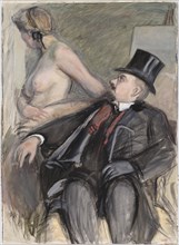 Arne Cederholm with a Model, 1905. Creator: Magnus Enckell.