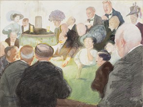 At the Gaming Table; Gentlemen and Women around the Gaming Table, 1909. Creator: Antti Faven.