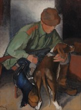 Hunter with His Hound, 1920-1930. Creator: Alvar Cawén.