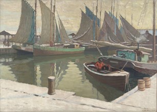 Harbour view in winter, 1928. Creator: Vaino Blomstedt.