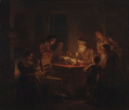 Jewish Rabbi Reading the Bible to His Family, 1816. Creator: Alexander Lauréus.