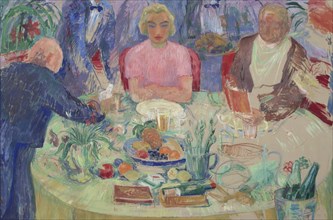 Breakfast table; unfinished. Creator: Hjalmar Hagelstam.