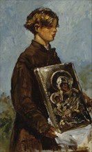 Young Boy Carrying an Icon, study, 1880. Creator: Il'ya Repin.