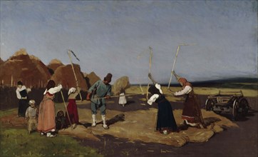 Threshing, mid-late 19th century. Creator: Nikolai Dmitrievich Dmitriev-Orenburgsky.