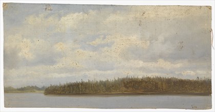 Wooded beach landscape, exercise, 1872. Creator: Oscar Kleineh.