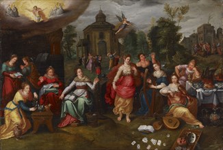 The wise and the foolish virgins, 1600-1699. Creator: Pieter Lisaert.