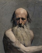 Half-length portrait of an old man (academy exercise), 1863. Creator: Adolf von Becker.