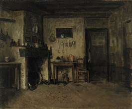 Interior of a French farmhouse, 1868. Creator: Adolf von Becker.