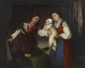 Presenting the Baby, 1875. Creator: Adolf von Becker.