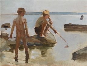 Sketch for Boys Playing on the Shore, 1884. Creator: Albert Edelfelt.