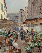 Nice vegetable market (Old Market), 1885. Creator: Aukusti Uotila.