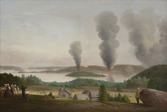 Ruotinssalmi is Burning, Scene from the Crimean War 1855, 1855-1856. Creator: Berndt Godenhjelm.