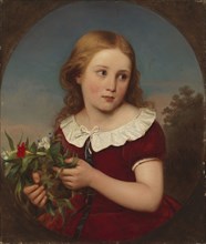 Girl holding flowers, 1857. Creator: Erik Johan Lofgren.