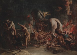 The Greeks Sacking Troy, 1773-1775. Creator: Giovanni Domenico Tiepolo.