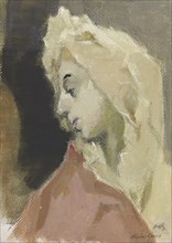 Profile of Madonna, after El Greco (Profile of Mary Magdalen), 1943. Creator: Helene Schjerfbeck.