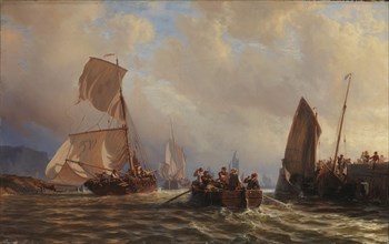 Departure of fishermen, 1846-1885. Creator: Henri Charles Stock.