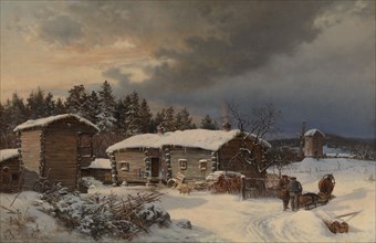 Winter Landscape with Farmhouse in Häme, 1866. Creator: Hjalmar Munsterhjelm.