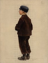 A boy in a brown suit, late 19th century. Creator: Hugo Salmson.