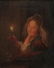 Young Girl Holding a Candle, c1860-1861. Creator: Ida Silfverberg.