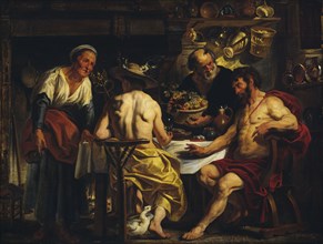 Jupiter and Mercury visiting Philemon and Baucis, 1645-1650. Creator: Workshop of Jacob Jordaens.