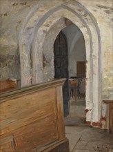 Interior of Finström church, door to the sacristy, 1871. Creator: Karl Emanuel Jansson.