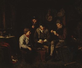 Aland Sailors Playing Cards in a Log Cabin (The Ace of Clubs), 1871. Creator: Karl Emanuel Jansson.