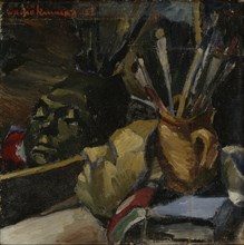 Still-Life with the Self-Portrait, 1922. Creator: Vaino Kunnas.