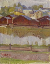 Riverside Sheds in Porvoo, 1910. Creator: Valle Rosenberg.