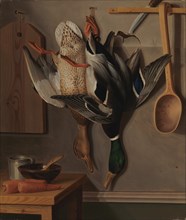 Hanging Wild Ducks; Hanging Wild Ducks, Still Life, 1851. Creator: Wilhelm von Wright.