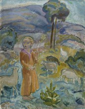 Shepherdess, 1915. Creator: Yrjö Aleksander Ollila.