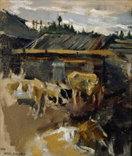 Cattle yard, 1886. Creator: Akseli Gallen-Kallela.