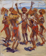 Dancing Kikuyu Warriors, 1909. Creator: Akseli Gallen-Kallela.