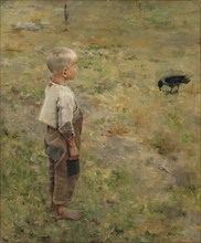 Boy with a Crow, 1884. Creator: Akseli Gallen-Kallela.