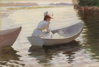 Woman in a Rowing Boat, study for Girls in a Rowing Boat, 1886. Creator: Albert Edelfelt.