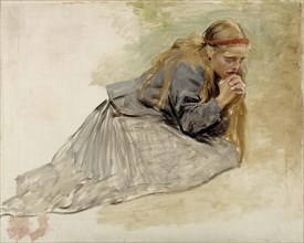 Mary Magdalene Kneeling, Study for the Christ and Mary Magdalene, 1890. Creator: Albert Edelfelt.