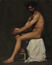 Seated Man, academy study, 1875. Creator: Albert Edelfelt.