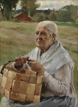 Old Woman with a Chip Basket, 1882. Creator: Albert Edelfelt.