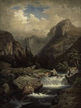 Bavarian Mountain Scenery, Copy After Franz Hengsbach, 1864. Creator: Augusta Soldan.