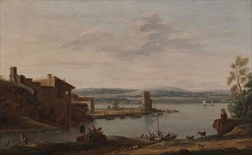 Italian harbour view, 1756. Creator: Eugene Ceceri.