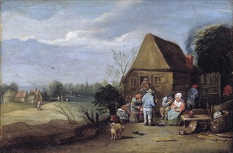 Outside the village inn, c1660s. Creator: David Teniers II.