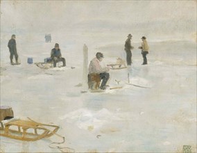 Winter Fishing, 1906. Creator: Erik Werenskiold.