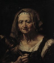 An old woman with a distaff, c1740s. Creator: Giuseppe Nogari.