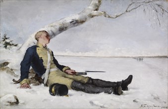 Wounded Warrior in the Snow, 1880. Creator: Helene Schjerfbeck.