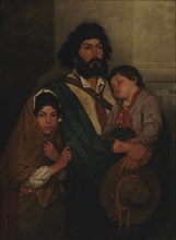 A Father with His Two Childen from Subiaco, 1868. Creator: Severin Falkman.