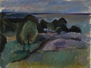 Landscape from Korkeasaari, 1913. Creator: Valle Rosenberg.